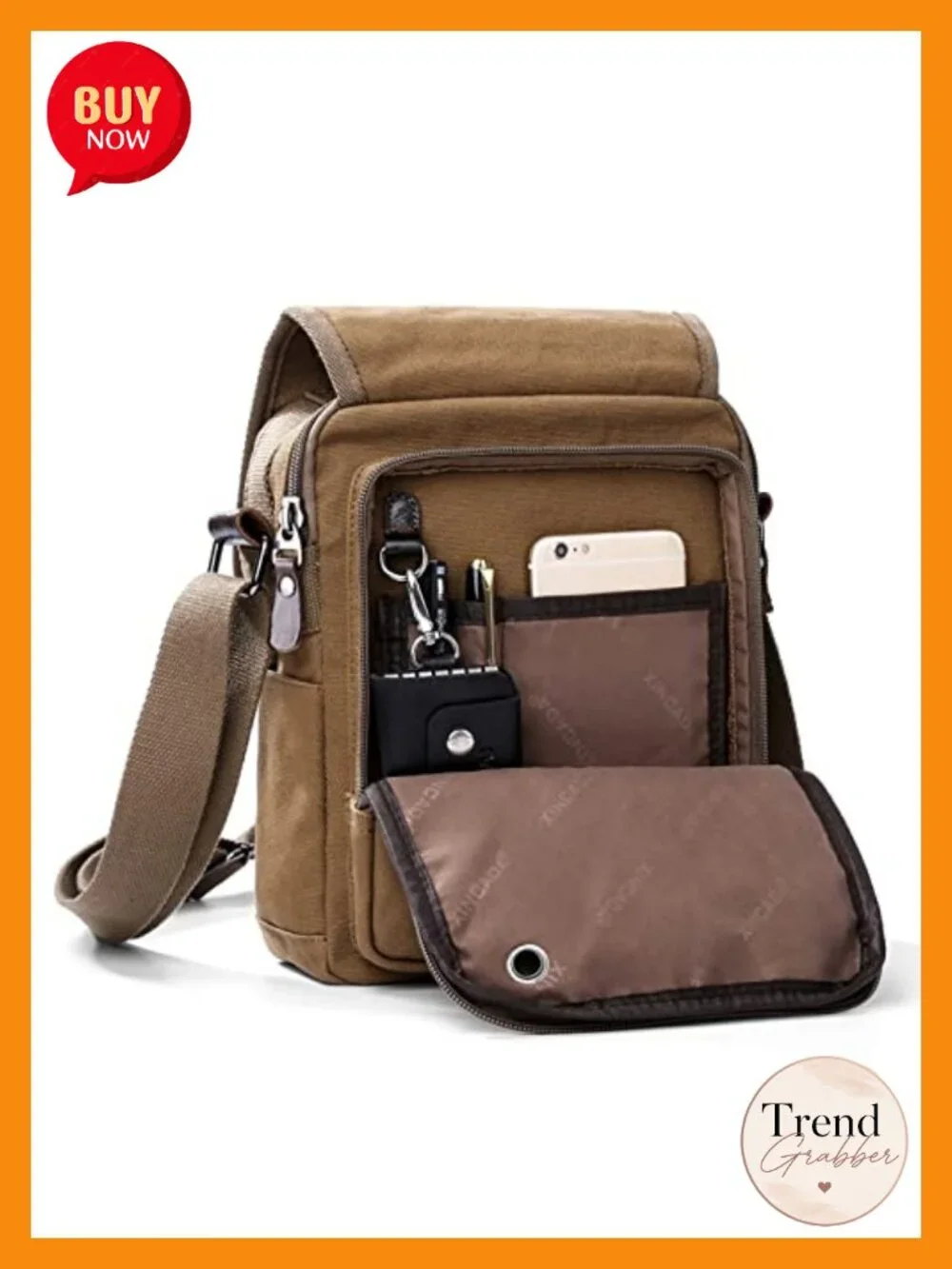 Men's Canvas Messenger Bag Crossbody Shoulder Bag Travel Work Bag